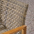 thumbnail image 2 of Arjun Outdoor 5 Piece Acacia Wood and Wicker Chat Set with Fire Pit and Tank Holder, Natural, Gray, Brown, 2 of 9
