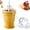Yellow, variant on 2-in-1 Collapsible Silicone Ice Ball Maker Cup, Portable Travel Drinking Cup with Straw, Leak-Proof Reusable Coffee Cup for Camping, Office, Summer Cold Drinks