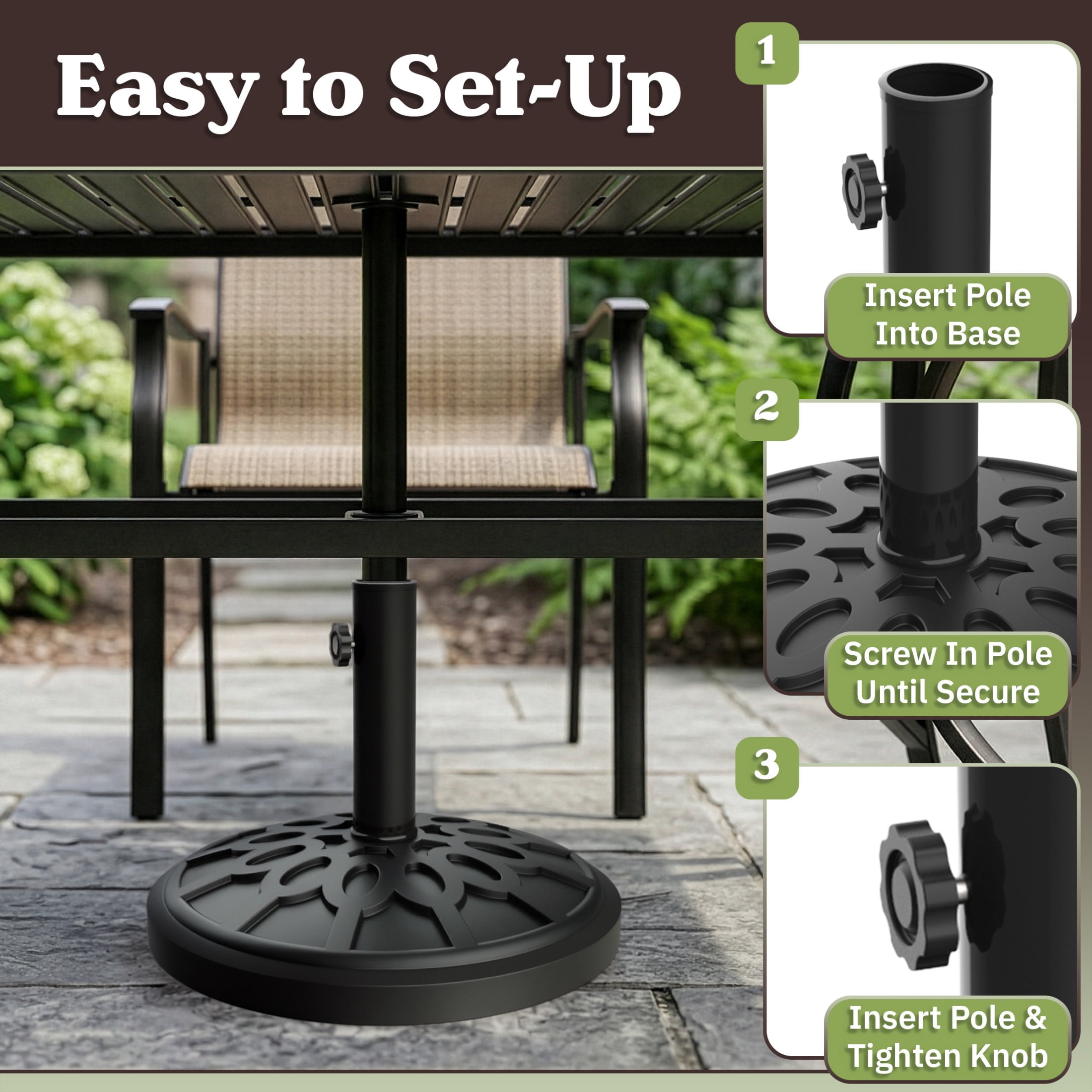 Pure Garden 10ft 3-Tier Umbrella for Patio Shade Canopy with 19lb Base, Orange