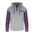 thumbnail image 7 of YOIAVAIOY Men's Quarter Zip Hoodies Plaid Patchwork Long Sleeve Hooded Sweatshirt Drawstring Athletic Workout Gym Hoodie Purple M, 7 of 7