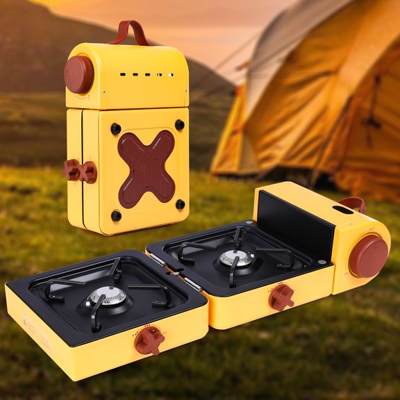 Portable Carousel Stove, Foldable Cassette furnace, Double Head Carousel Stove, Windproof, Suitable For Outdoor Activities, Camping,Picnic