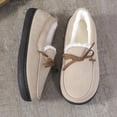 thumbnail image 2 of FRSASU Women's Moccasin Slippers Warm Lined Lace-Up Cozy Bow Indoor & Outdoor Loafers Shoes for Women Khaki, 2 of 8
