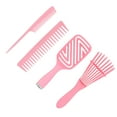 thumbnail image 3 of 5 uds cepillo para desenredar masaje del cuero cabelludo pelo liso peine hueco cepillo de pelo de cola de rata conjunto rosa, 3 of 5