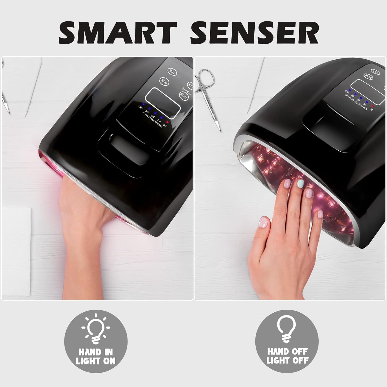 90W Professional Wireless Cordless Rechargeable UV LED Nail Lamp,Nail Lamp Gel Nail Curing Dryer Light for Nails with 45 Beads,4 Timer Setting LCD Display Nail Polish Machine