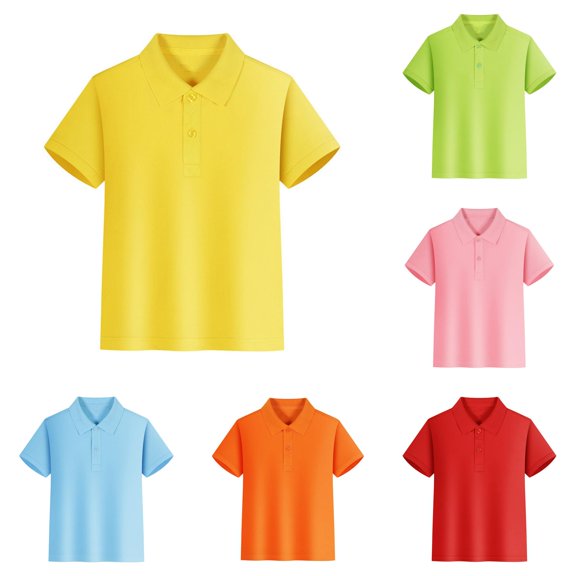 Xijirk Kids Solid Two Button Half Placket Reinforced Stitch Short Sleeve Collared Polo Shirt Back to School Uniform Casual Basic Tee Top 11-12 Years,Yellow