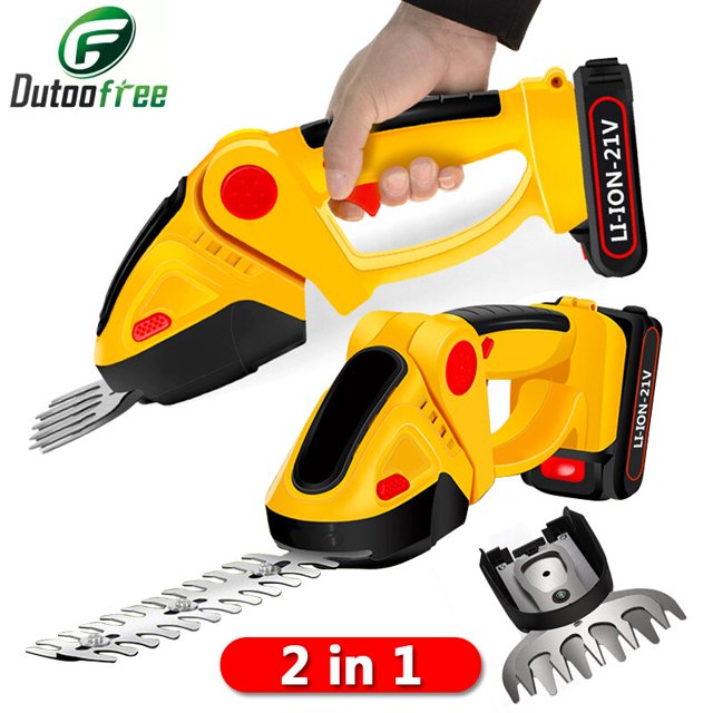 Cortadora de setos eléctrica inalámbrica 2 en 1, cortacésped doméstico de 21V, tijeras de podar recargables inalámbricas, herramientas de jardín yaoshenbao LED