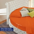 thumbnail image 3 of 600-Thread Count Egyptian Cotton Queen Round Bed Sheet Set – Fits 84" Diameter Mattress, 15-18" Deep Pocket – Solid Orange, Queen 84" Diameter, 3 of 6
