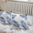 thumbnail image 6 of Throw Pillow Covers 20x20 Inch Set of 2, Navy Palm Leaves Waterproof Outdoor Pillow Covers, Summer Tropical Botanical Leaf Gray Decorative Cushion Pillowcases for Couch, Sofa, Bed, Garden, Patio, 6 of 9