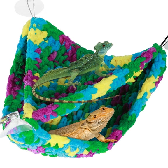 Threns Reptile Hammock Soft Flannel Lizard Hammock Double-Layered Swing Hanging Bed Triangular Bearded Dragon Hammock Chameleon Hammock with Suction Cups and Hooks for Gecko Small Reptiles