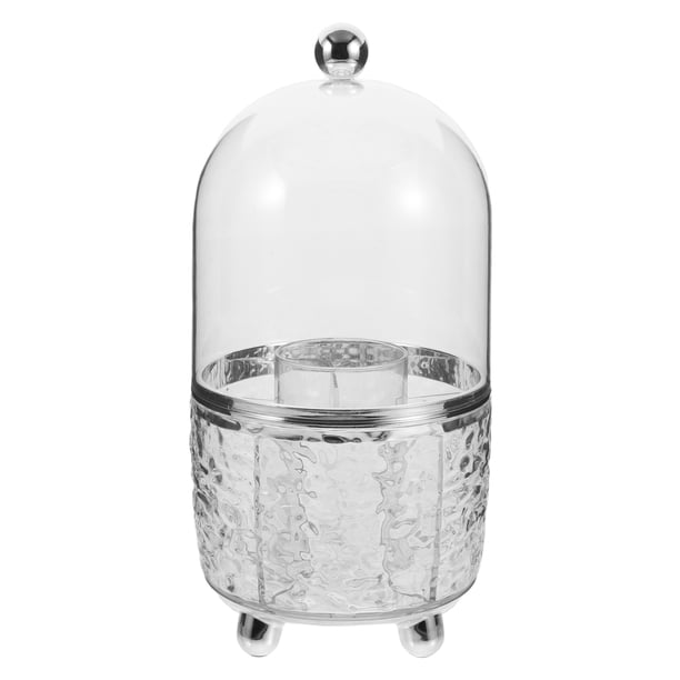Porta brochas de maquillaje transparente con tapas antipolvo, organizador giratorio para guardar brochas de maquillaje y cosméticos, con tapa para tocador y baño.