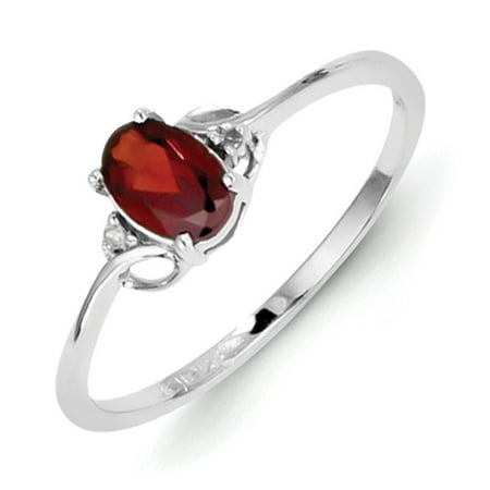 Primal Silver Sterling Silver Rhodium Diamond and Garnet Oval Ring