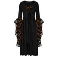 thumbnail image 2 of Women Vintage Gothic Maxi Dresses Witch Costume Plus Size Skull Print Lace Halloween Party Bell Sleeve Swing Dress, 2 of 4
