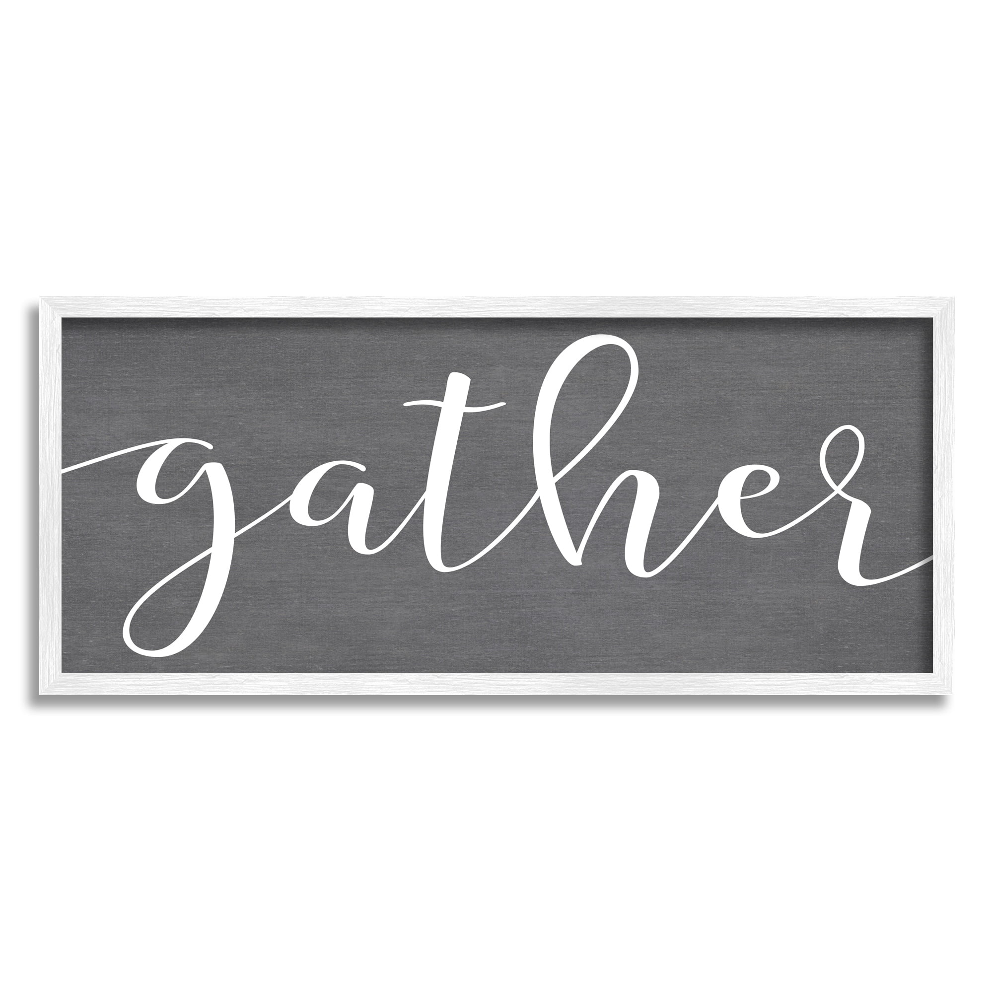 Stupell Industries Gather Rustic Family Calligraphy Cursive Sign Graphic Art White Framed Art Print Wall Art, Design by Lettered and Lined
