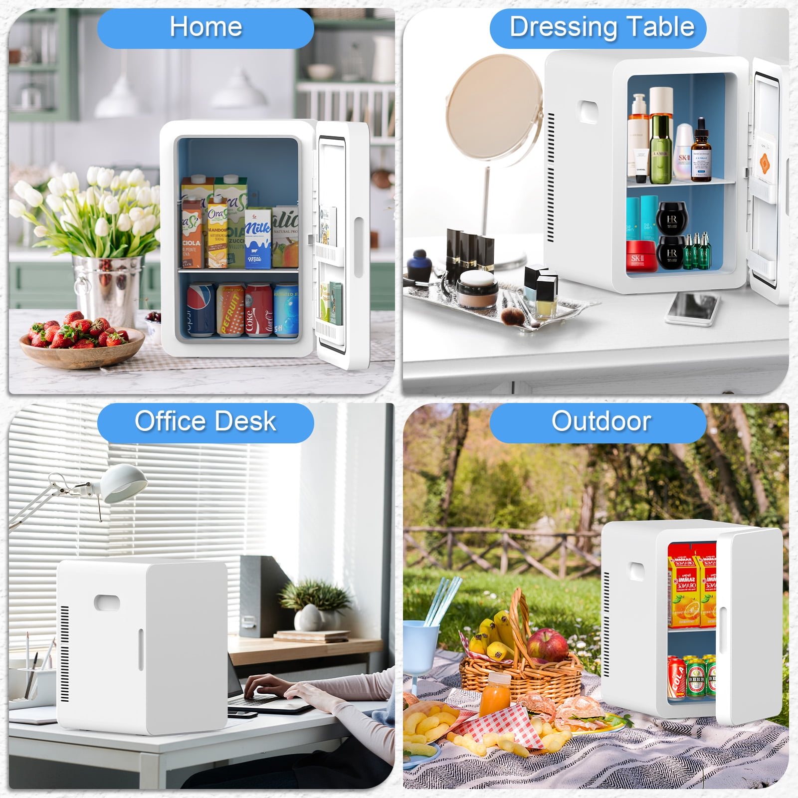 Advwin 22L Mini Fridge Cooler, Compact Personal Refrigerators for Skincare, Beverage, White