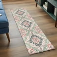 thumbnail image 3 of 2'x6' Rug Runners for Hallways Kitchen, Green Pink Boho Floral Non Slip Entryway Beside Floor Carpet Runner, Southwestern Ethnic Flowers Retro Laundry Room Bedroom Throw Rugs Mat for Family Pet, 3 of 8