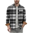 thumbnail image 4 of Yaltungu Mens Shirts Plaid Lapel V Neck Button down Long Sleeve Shirts Loose Casual Comfy Tops TrendyL, 4 of 5