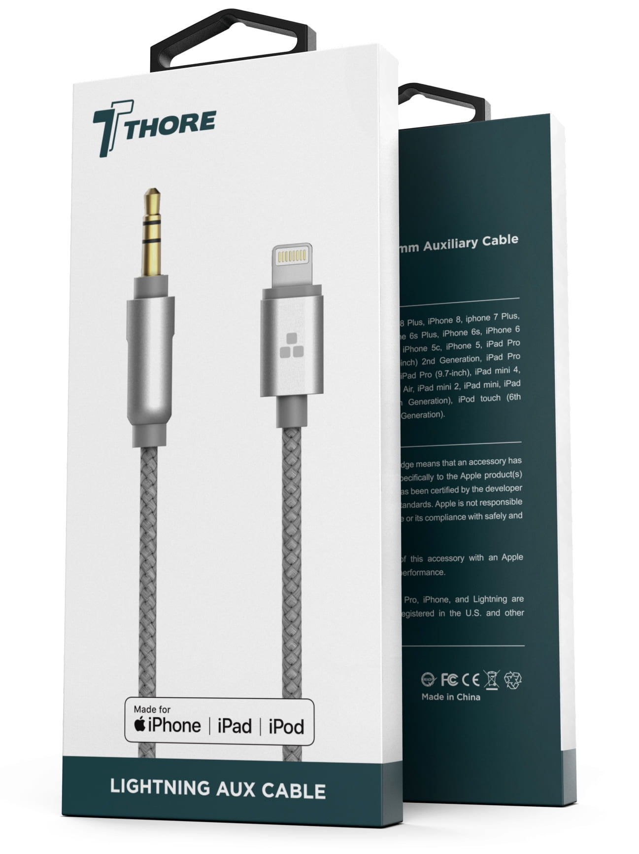 Apple MFI Certified) iPhone Aux Lightning Cord to Male 3.5mm Auxiliary Cable  (iPhone Audio Link to Car Jack, Headphones & Speakers) (Gray) 