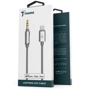 (Apple MFI Certified) iPhone Aux Lightning Cord to Male 3.5mm Auxiliary Cable (iPhone Audio Link to Car Jack, Headphones & Speakers) (Gray)