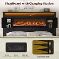 thumbnail image 5 of Amerlife Queen Bed Frame with Fireplace, Farmhouse with 57" Headboard, Barn Door Cabinets, 4 Drawers, RGB LED & Charging Station, Black, 5 of 10