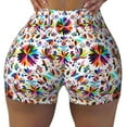 thumbnail image 2 of Uemuo Mexican Bright Style Pattern Women Workout Impact Shorts Scrunch Butt Lifting Gym Shorts Seamless Booty Biker Shorts-X-Large, 2 of 8