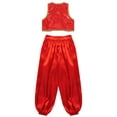 thumbnail image 4 of Aislor Kids Boys Arabian Prince Street Rats Costume Silky Waistcoat with Harem Dance Pants Red 16, 4 of 7