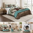 thumbnail image 6 of Queen Quilt Set 90''x96'', Texas Star Western Lightweight Bedspread Coverlet Set with 2 Pillow Shams, Vintage Teal Brown Wooden Farmhouse Breathable All Season Quilt Bedding for Bedroom/Guest Room, 6 of 9