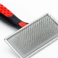 thumbnail image 4 of Jeffers Pet Non Slip Slicker Grooming Brush – Soft Flexible Pins, Red & Black Handle. Detangling Grooming Tool for Dogs & Cats w/ Short, Long, Thick & Curly Coats, Easy Storage, Travel Size - Medium, 4 of 7