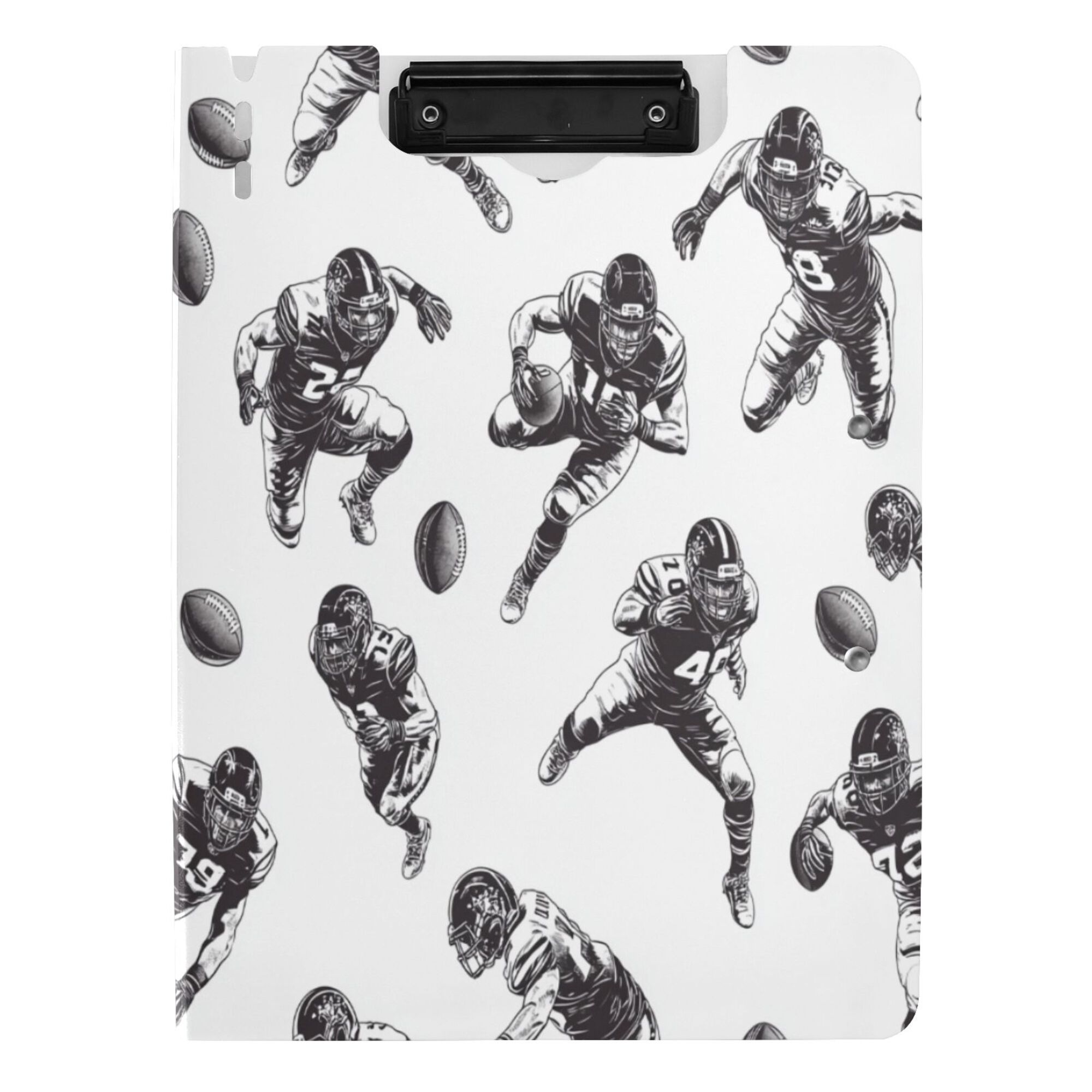 FORMRS A4 Clipboard Folder with Pen Holder Horizontal Foldable School Office Binder, Football Player Pattern