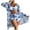 Blue, variant on Tqyyweavej Women's 3 Pieces Floral Swim Suit Sets Long Sleeve Loose Bathing Suit Coverups Spaghetti Strap Sexy Drastring Swim Suit for Women