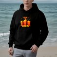 thumbnail image 2 of Women's Long Sleeve Hoodie Pullover with Pockets - Fun Popcorn Buckets Graphic ' MOONSHIN LO ' & ' LOVER ' Text Stars Design, 2 of 7