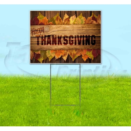 Happy Thanksgiving V6 (18 x 24 ) Yard Sign Includes Metal Step Stake