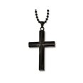thumbnail image 1 of Mens Chisel Black Plated Stainless Steel Cross Pendant Necklace with Chain, 1 of 3