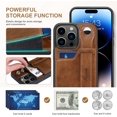 thumbnail image 3 of for iPhone 14 Pro Max Case, PU Leather Wallet Case Back with Elastic Card Slot Magnetic Clasp Kickstand Hand Strap Protective Cover for iPhone 14 Pro Max 6.7 inch 2022 (Brown), 3 of 17