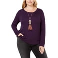 thumbnail image 5 of I.N.C Womens Ribbed Basic T-Shirt, Purple, Plus Size, 3X, 5 of 5