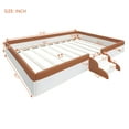 thumbnail image 5 of Harper & Bright Designs Full Size Floor Daybed Frame with Fence and Stairs, Full PU Upholstered Floor Bedframe for Girls Boys for Living Room, Brown+White, 5 of 13