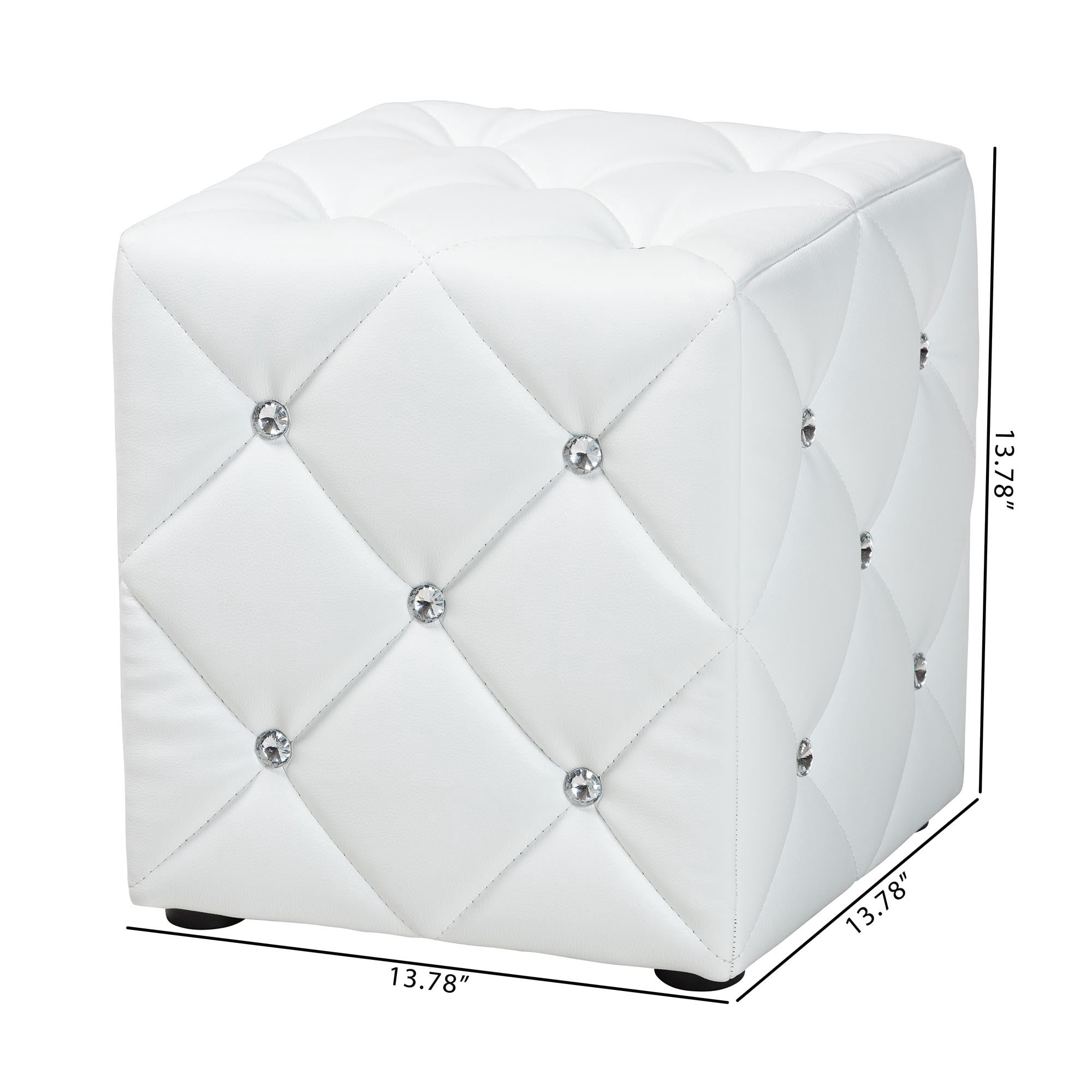 Baxton Studio Stacey Modern and Contemporary White Faux Leather Upholstered Ottoman
