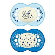 MAM Glow In the Dark Pacifiers, Baby Pacifier 6+ Months, Best Pacifier for Breastfed Babies, 'Night’ Design Collection, Boy, 2-Count