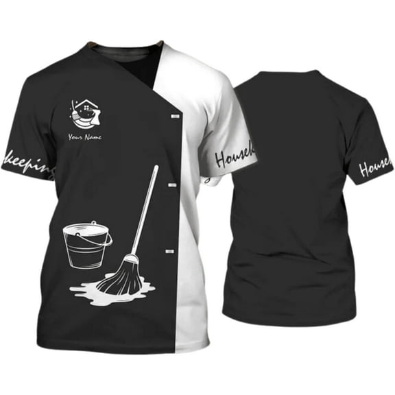 Personalized Name Housekeeping Shirt 3D All Over Print, Cleaning Service Tshirt, Gifts for Housekeeper Men and Women (S)