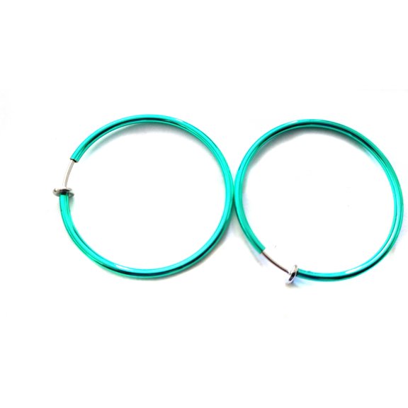 Clip-on Hoop Earrings 1.5 inch Green Hoop Earrings