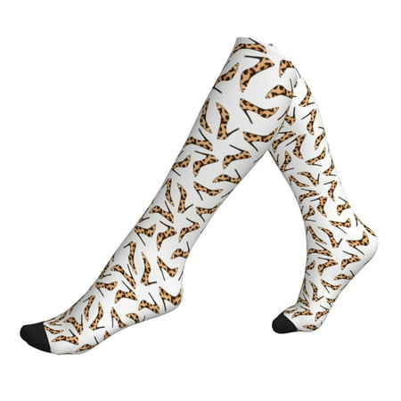 Compression Socks for Women  Men  Leopard print shoes funny fashion 15-20mmHg High Support Socks for Running Athletic Sports