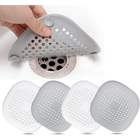 

QINGYU 4 Pcs Silicone Drain Protector Kitchen Sink Strainer with Suction Cup Bathtub Drain Cover Filter Kitchen And Bathroom Sink Strainer.