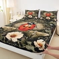 thumbnail image 3 of Castle Fairy Red Ladybird Moth Queen Sheet Sets,Vintage Flower Daisy Bed Set, 3 of 7
