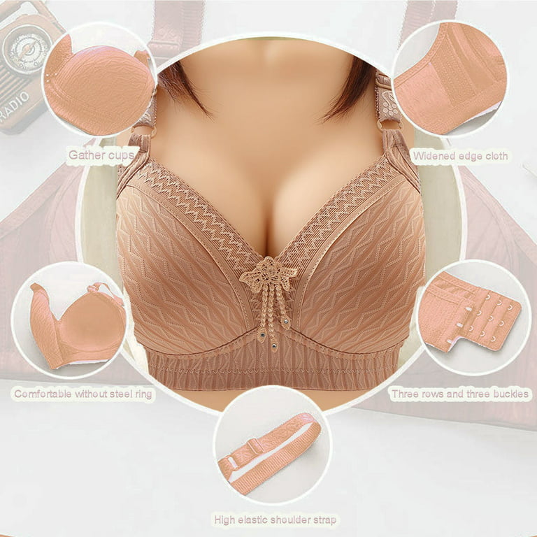 Pejock Everyday Bras for Women, Women's Ultimate Comfort Lift Wirefree Bra  Solid Color Bowknot Comfortable Hollow Out Bra Underwear No Rims Bras No