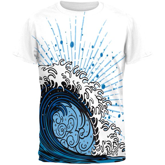 Asian Wave All Over Adult T-Shirt - Large
