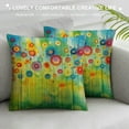 thumbnail image 3 of Nawypu  Flower Pillow Cushion Cover Abstract Dandelion Inspired Spiral Blooms Petals Geometrical Shapes Nature Art, Decorative Square Accent Pillow Case,Magenta Green, 3 of 5