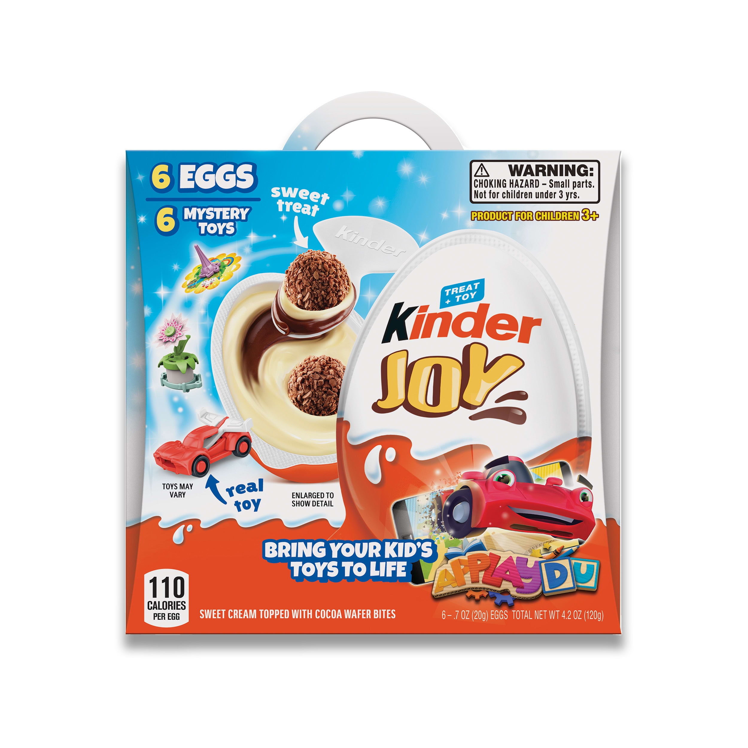 Kinder Joy Eggs, Sweet Cream and Chocolatey Wafers with Toy Inside, Great for Easter Egg Hunts, 4.2 oz, 6 Eggs