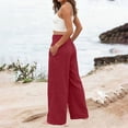 thumbnail image 4 of BUIGTTKLOP Women Palazzo Pants Summer Boho Wide Leg High Waist Casual Lounge Pant 2026 Beach Travel Vacation Outfits, 4 of 6
