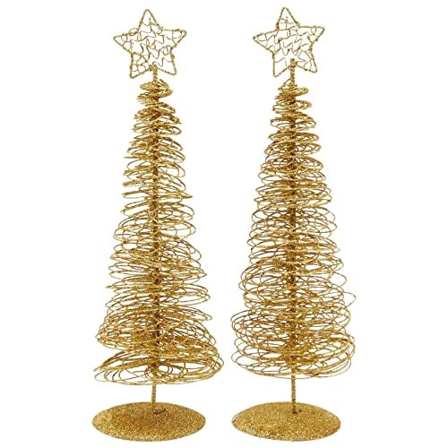 Decoraciones de mesa navideñas Juvale Gold Paquete de 2 7,5 x 26,7 cm