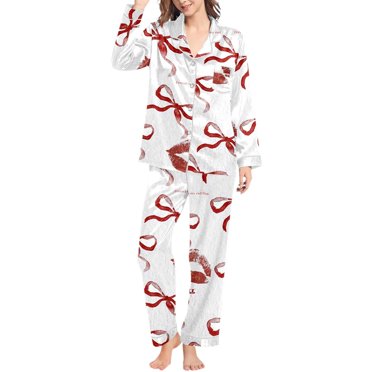 Pyjamas pour Femmes Pantalons Longs Ensembles de Vêtements de Nuit Doux et Confortables Col en V Vêtements de Détente Mignons Pyjamas pour Femmes Ensemble de Pyjama Deux Pièces Assorti Pyjamas Familiaux Été Court Pyjamas Courts pour Femmes