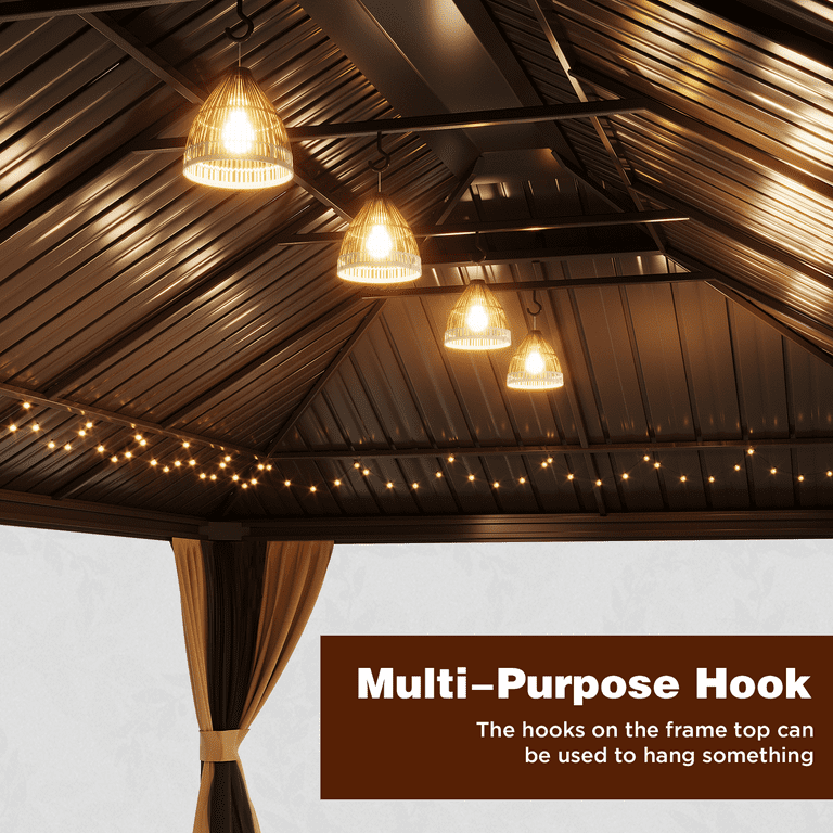 Hommow 12'x22' Hardtop Gazebo Aluminum Frame Gazebo with